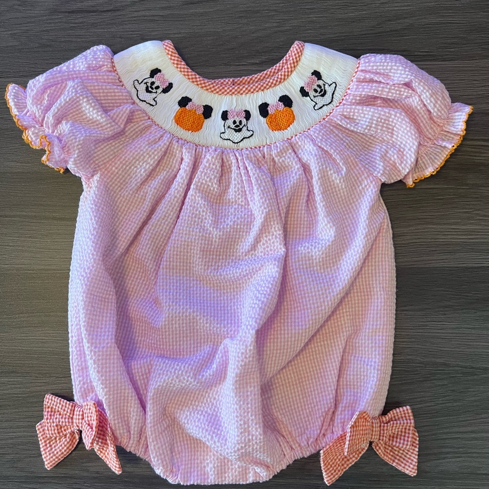 Minnie Ghost Halloween Smocked Bubble The Smocked Flamingo